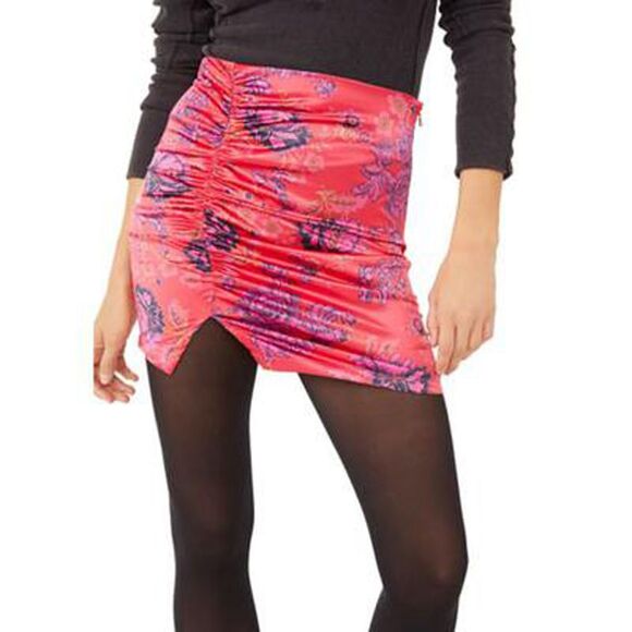 Free People Avas Printed Mini Skirt In Deep Magenta Combo - 4 - Picture 2 of 3
